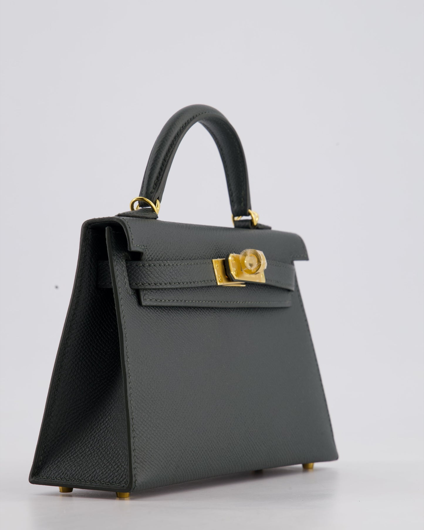 Hermès Mini Kelly II 20cm Bag In Vert Mangrove Epsom Leather with Gold Hardware
