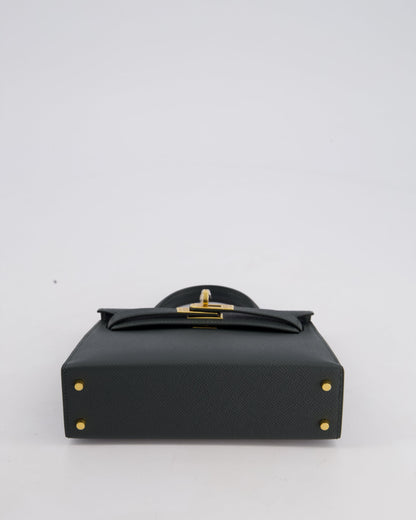 Hermès Mini Kelly II 20cm Bag In Vert Mangrove Epsom Leather with Gold Hardware