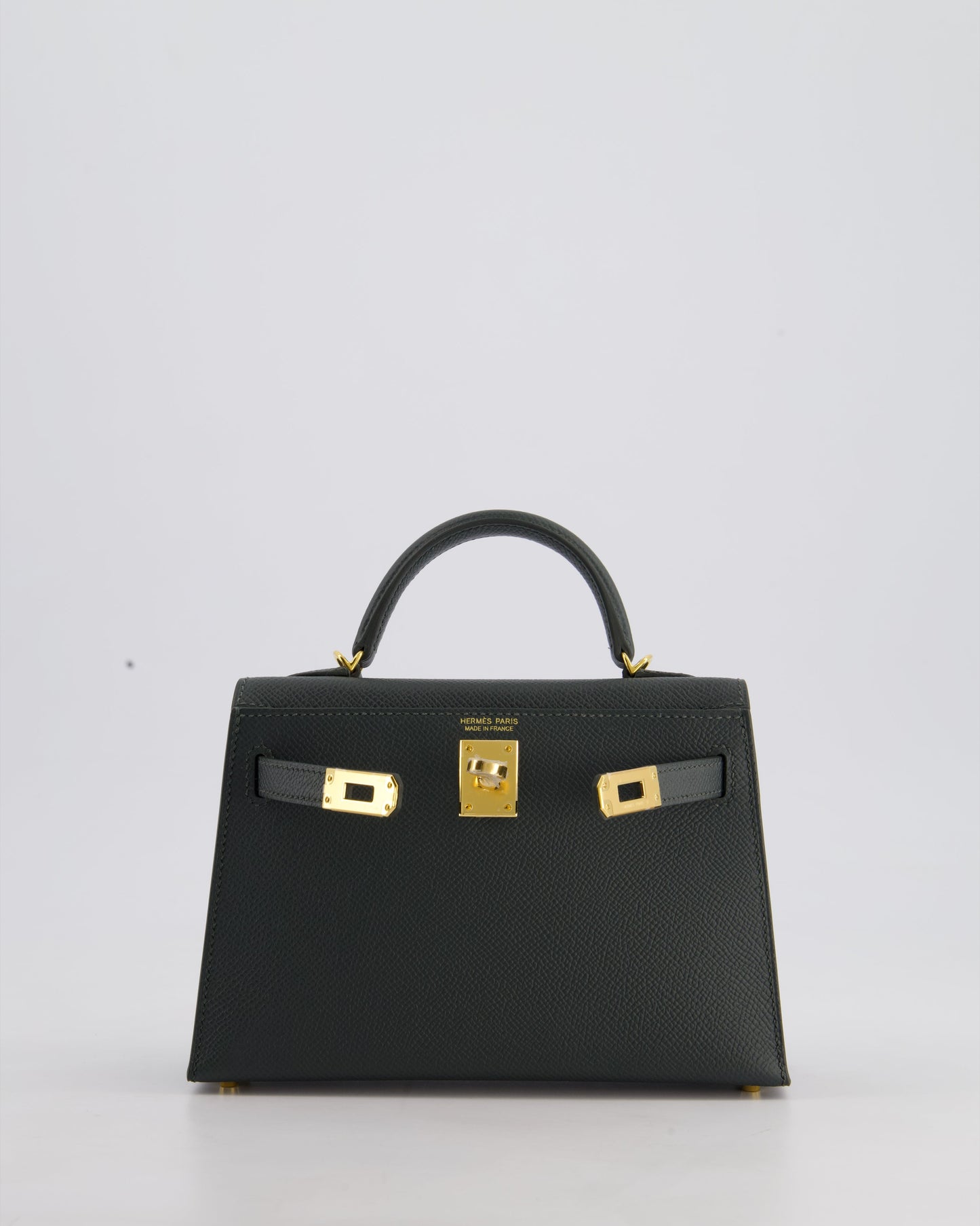 Hermès Mini Kelly II 20cm Bag In Vert Mangrove Epsom Leather with Gold Hardware