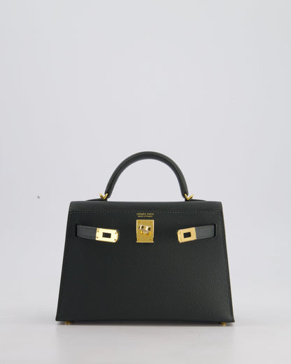 Hermès Mini Kelly II 20cm Bag In Vert Mangrove Epsom Leather with Gold Hardware
