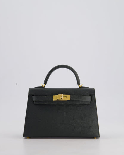 Hermès Mini Kelly II 20cm Bag In Vert Mangrove Epsom Leather with Gold Hardware