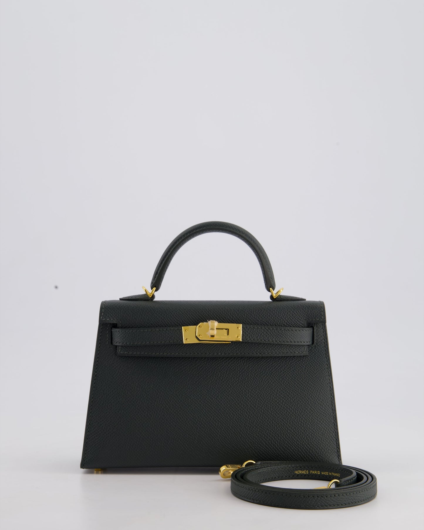 Hermès Mini Kelly II 20cm Bag In Vert Mangrove Epsom Leather with Gold Hardware