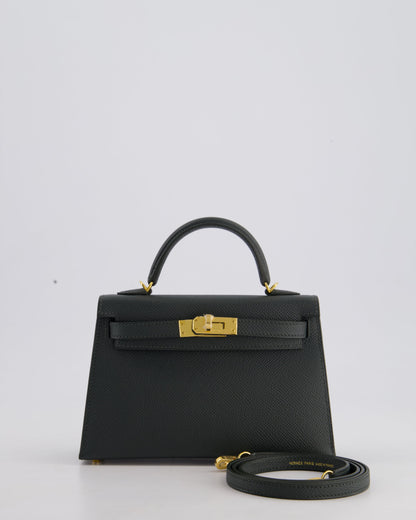 Hermès Mini Kelly II 20cm Bag In Vert Mangrove Epsom Leather with Gold Hardware