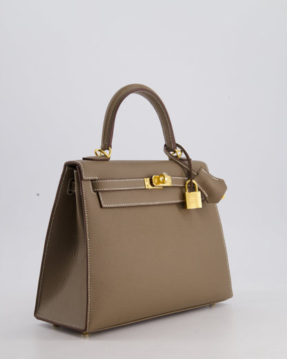 Hermès Kelly 25cm Sellier Bag in Etoupe Epsom Leather and Gold Hardware