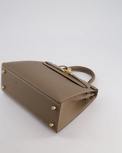 Hermès Kelly 25cm Sellier Bag in Etoupe Epsom Leather and Gold Hardware