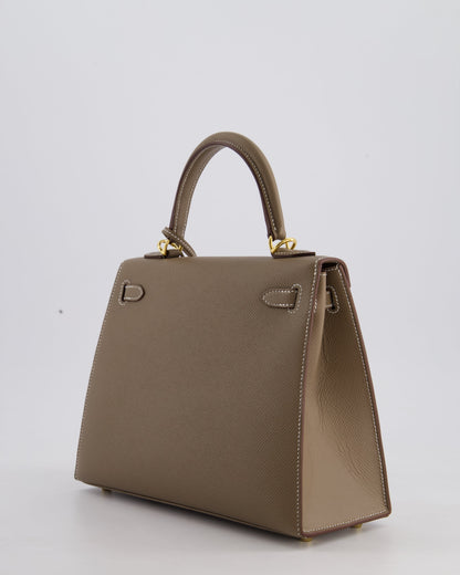 Hermès Kelly 25cm Sellier Bag in Etoupe Epsom Leather and Gold Hardware