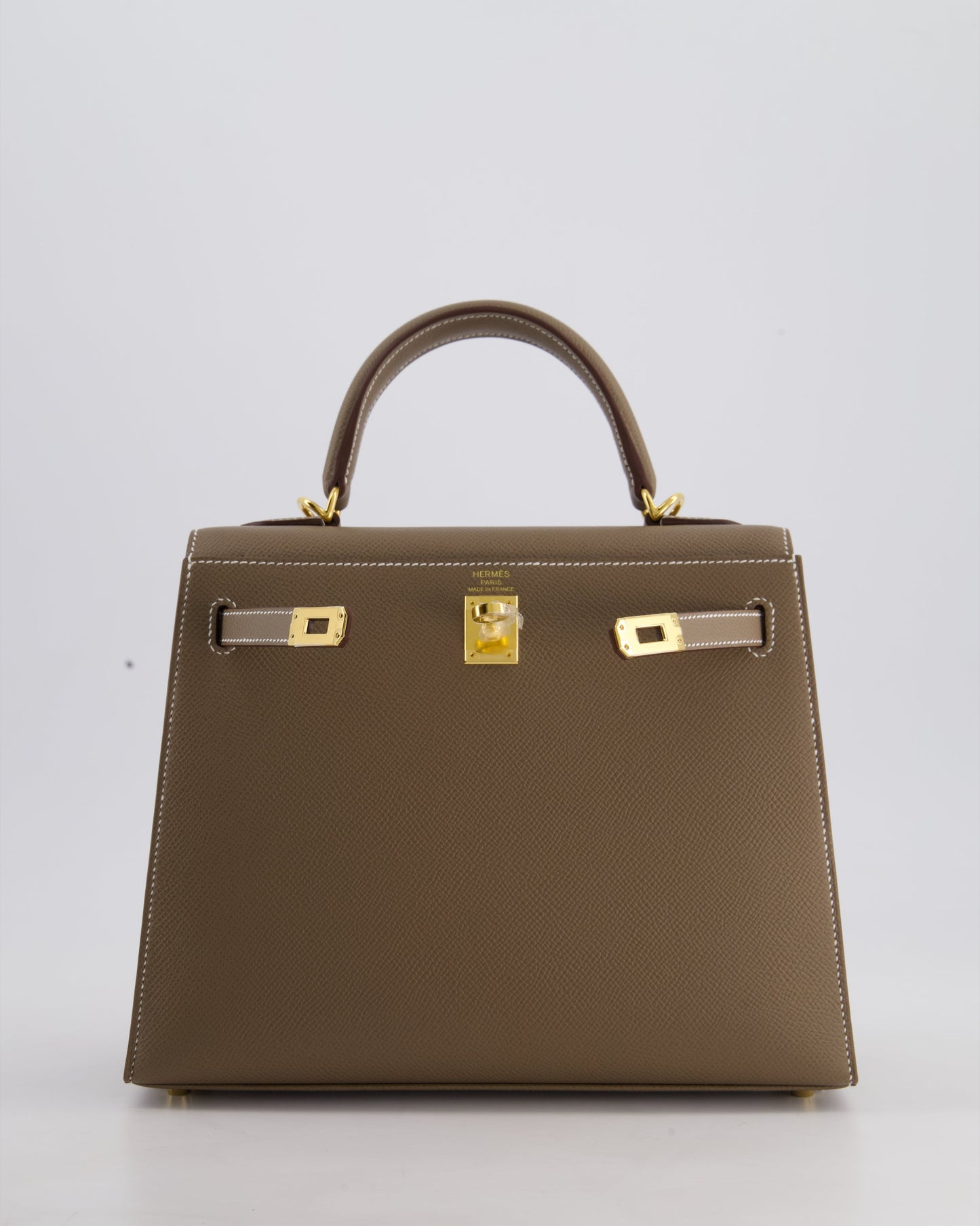 Hermès Kelly 25cm Sellier Bag in Etoupe Epsom Leather and Gold Hardware