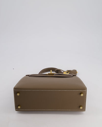 Hermès Kelly 25cm Sellier Bag in Etoupe Epsom Leather and Gold Hardware