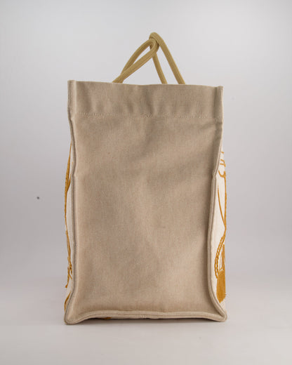 Hermes Beige Embroidered Thalassa Beach Tote Bag