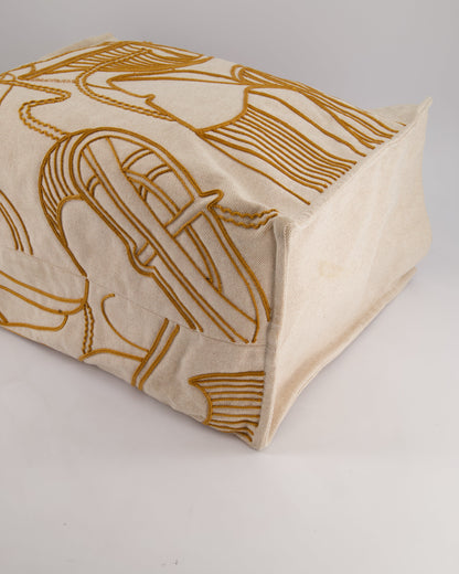 Hermes Beige Embroidered Thalassa Beach Tote Bag