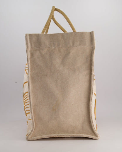 Hermes Beige Embroidered Thalassa Beach Tote Bag