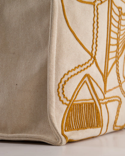Hermes Beige Embroidered Thalassa Beach Tote Bag