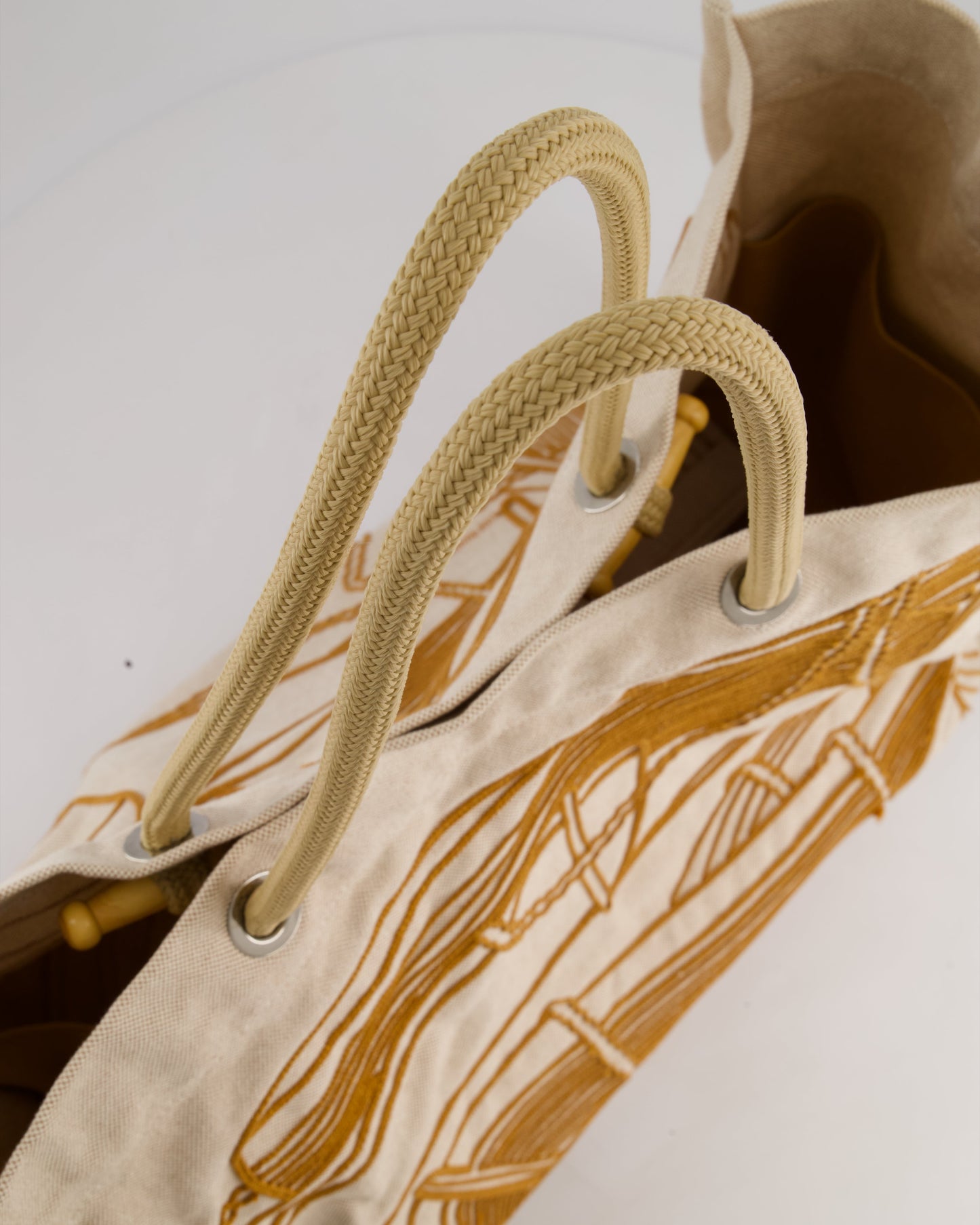 Hermes Beige Embroidered Thalassa Beach Tote Bag