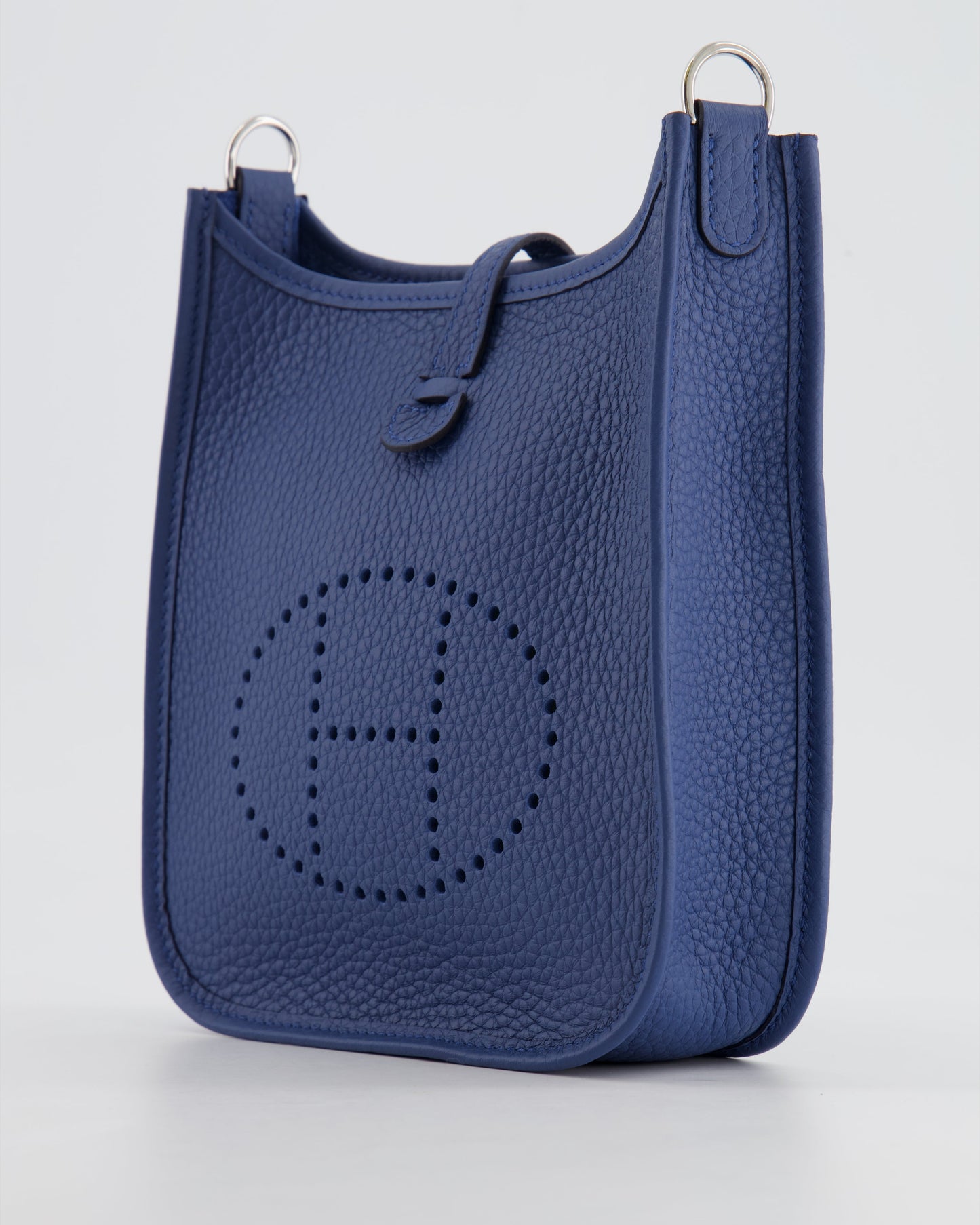 Hermès Mini Evelyne 16 Bag in Bleu de Prusse Clemence Leather with Palladium Hardware