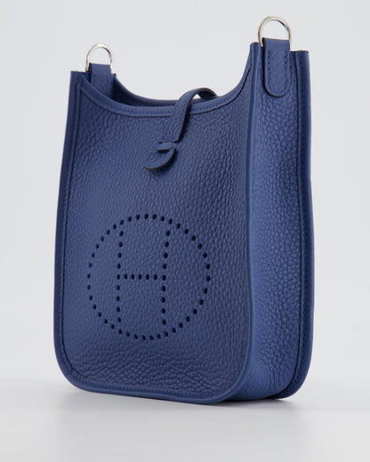 Hermès Mini Evelyne 16 Bag in Bleu de Prusse Clemence Leather with Palladium Hardware