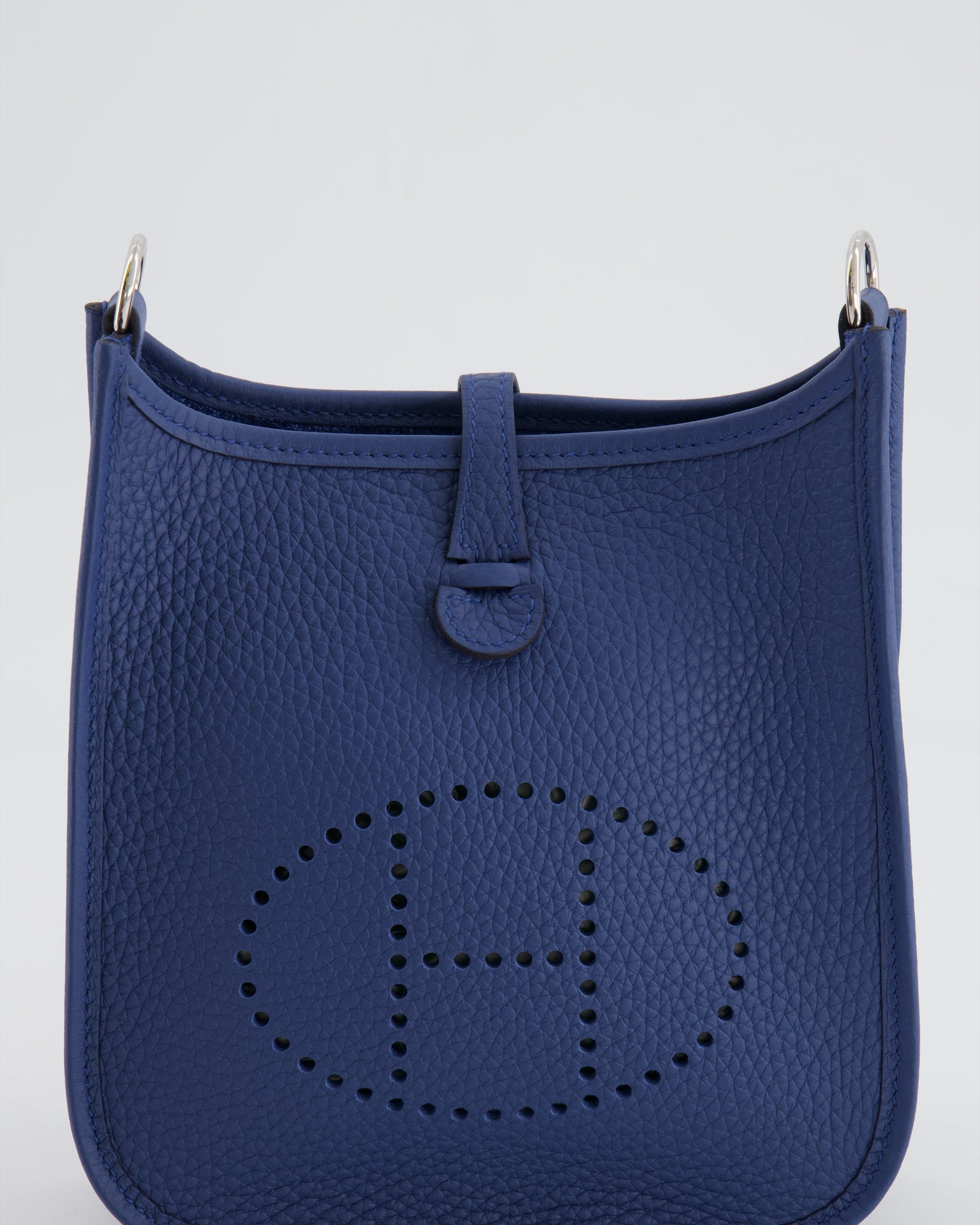 Hermès Mini Evelyne 16 Bag in Bleu de Prusse Clemence Leather with Palladium Hardware