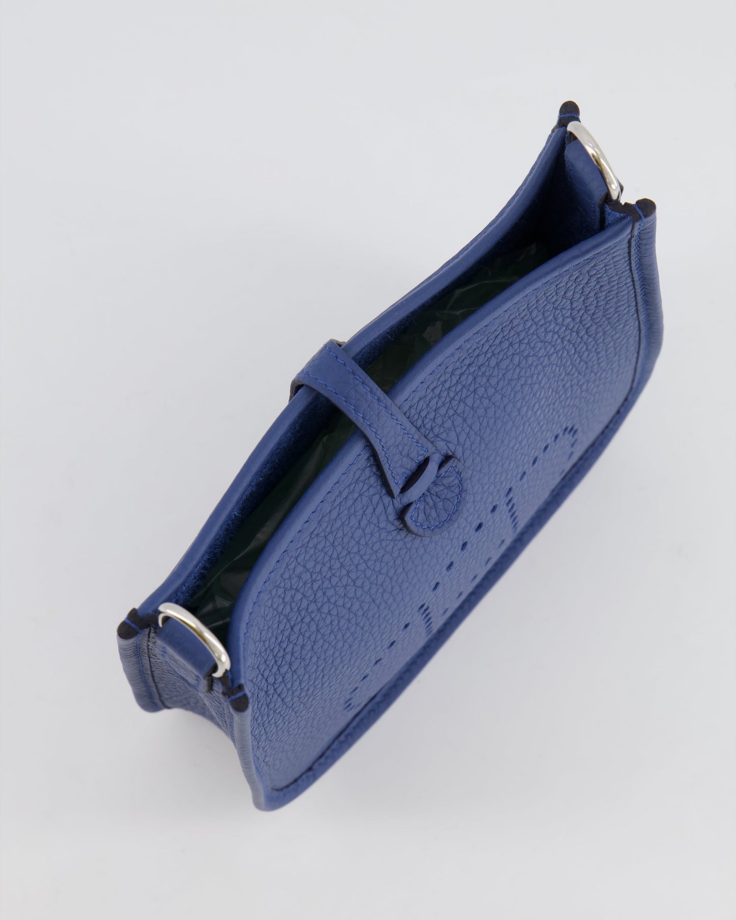 Hermès Mini Evelyne 16 Bag in Bleu de Prusse Clemence Leather with Palladium Hardware