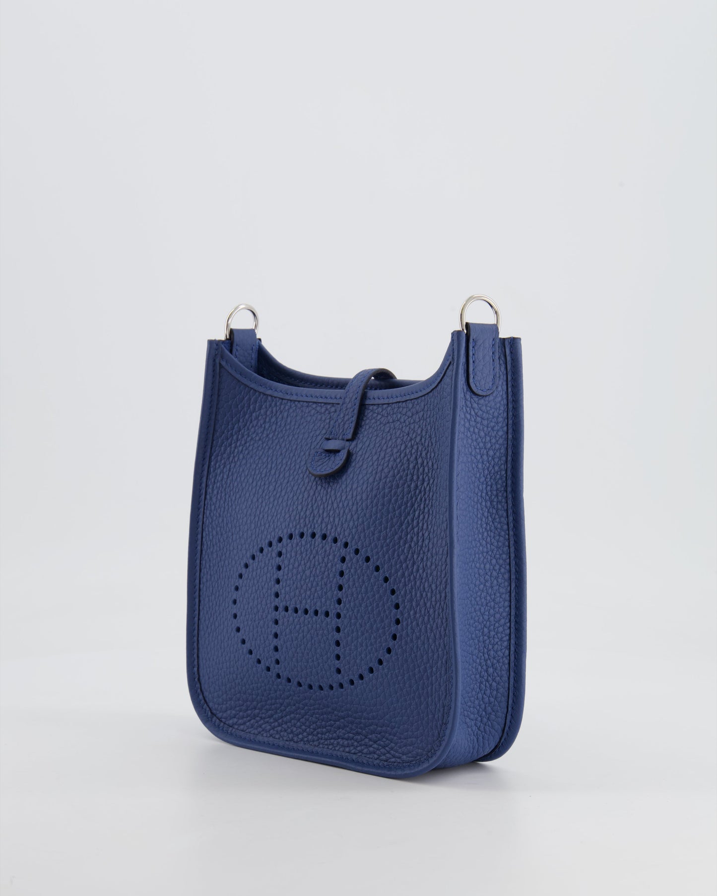 Hermès Mini Evelyne 16 Bag in Bleu de Prusse Clemence Leather with Palladium Hardware