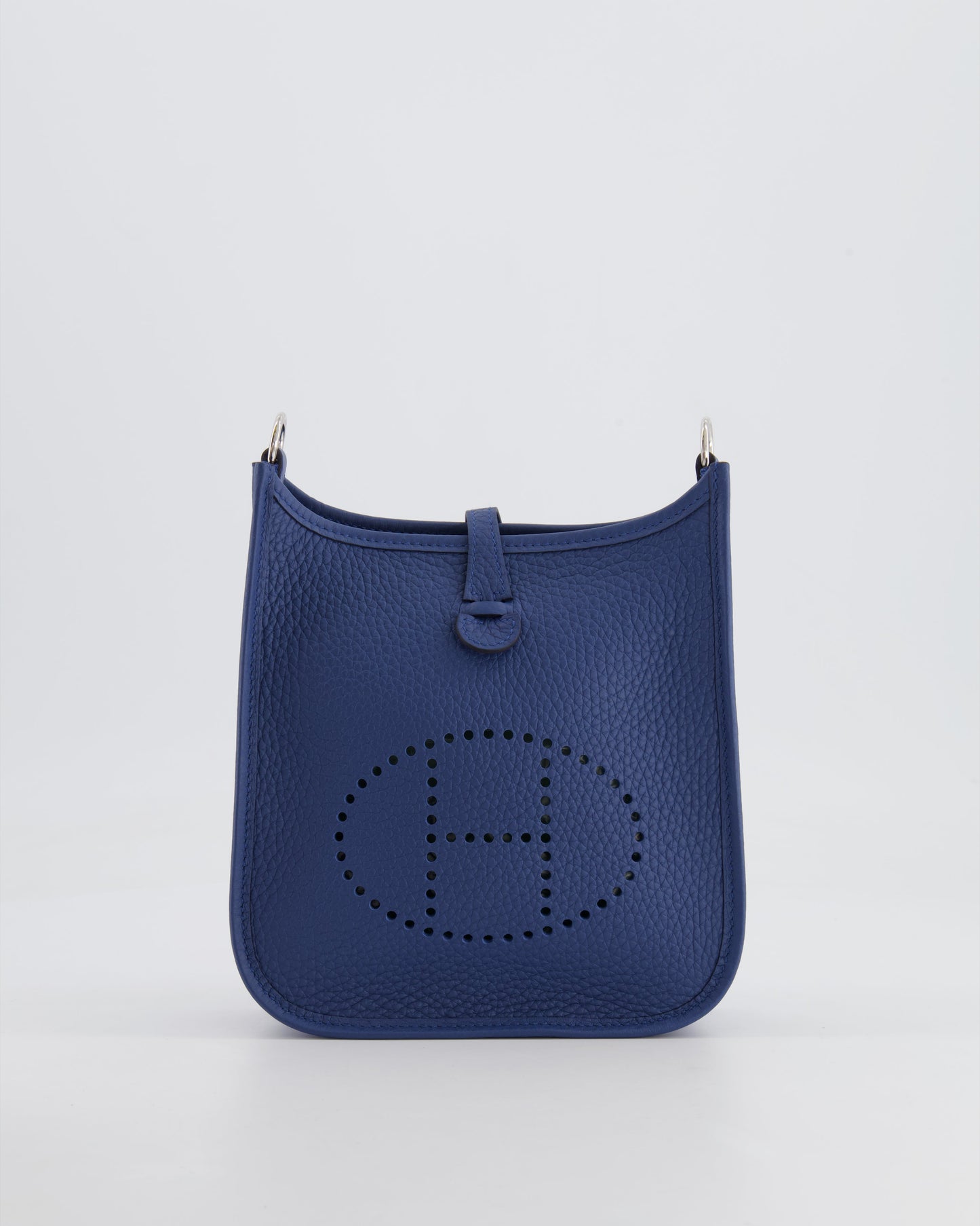Hermès Mini Evelyne 16 Bag in Bleu de Prusse Clemence Leather with Palladium Hardware