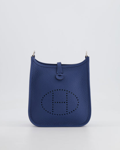 Hermès Mini Evelyne 16 Bag in Bleu de Prusse Clemence Leather with Palladium Hardware