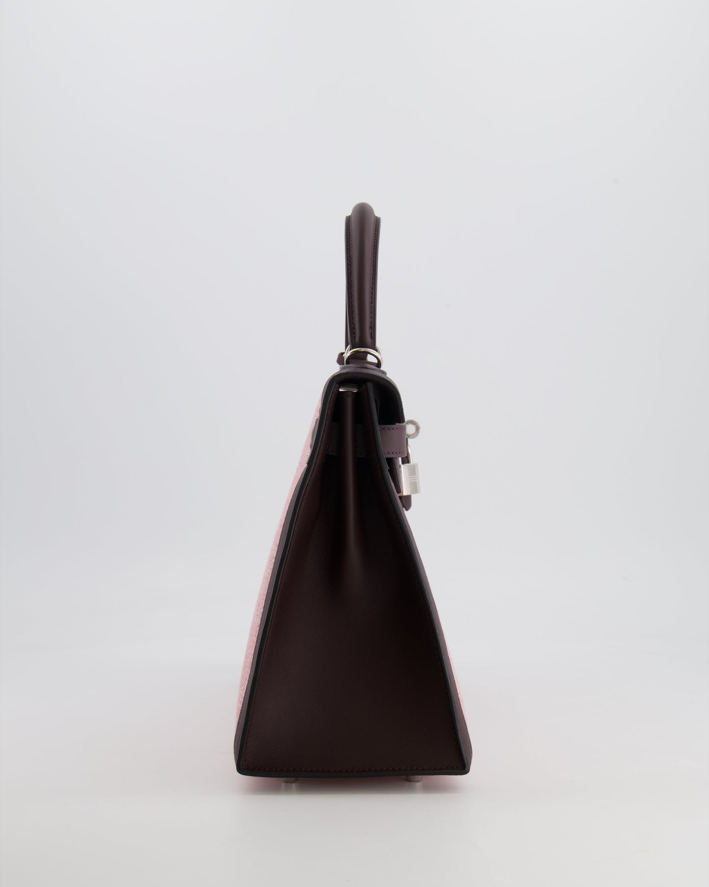 Hermès Kelly Sellier Bag 28cm in Ecru & Red Toile Quadrille with Rouge Sellier Swift Leather and Palladium Hardware