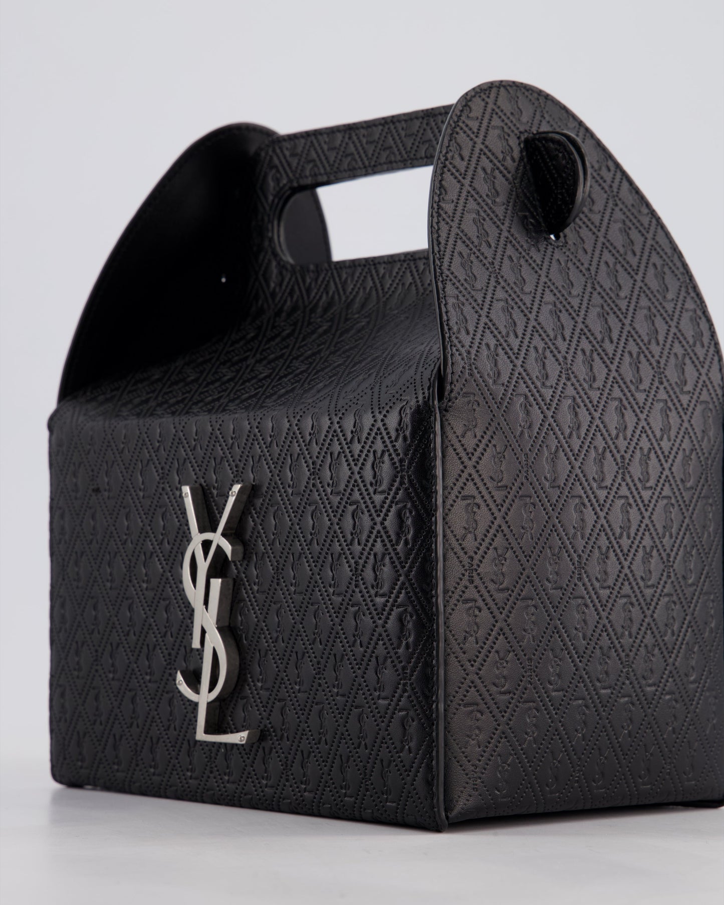 Saint Laurent Black Take-Away Box Bag in Calfskin Leather with Silver Hardware RRP £1,350