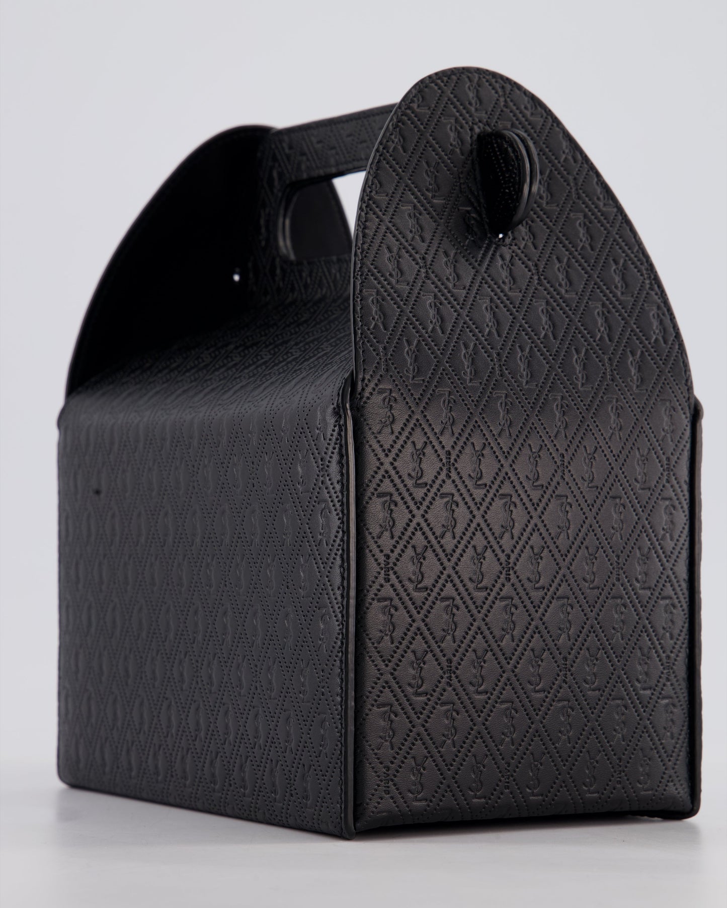 Saint Laurent Black Take-Away Box Bag in Calfskin Leather with Silver Hardware RRP £1,350