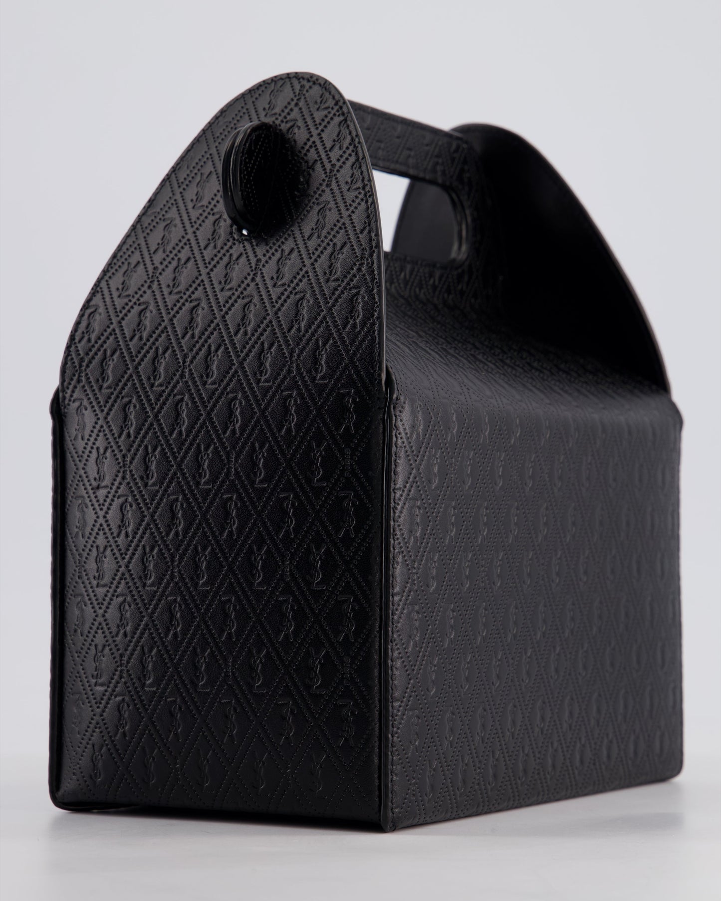 Saint Laurent Black Take-Away Box Bag in Calfskin Leather with Silver Hardware RRP £1,350