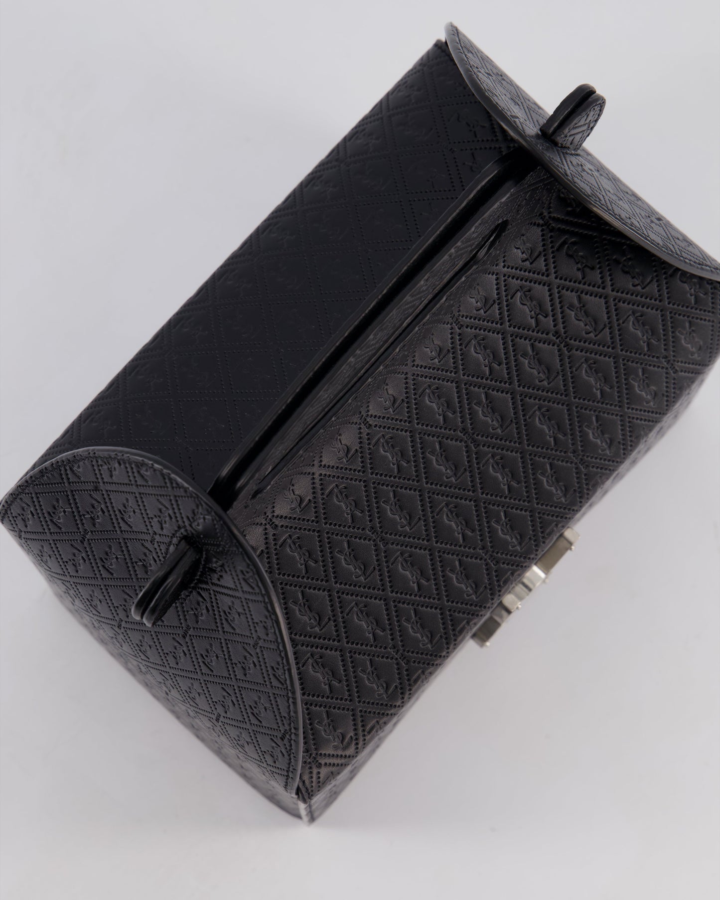 Saint Laurent Black Take-Away Box Bag in Calfskin Leather with Silver Hardware RRP £1,350