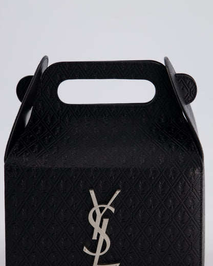Saint Laurent Black Take-Away Box Bag in Calfskin Leather with Silver Hardware RRP £1,350