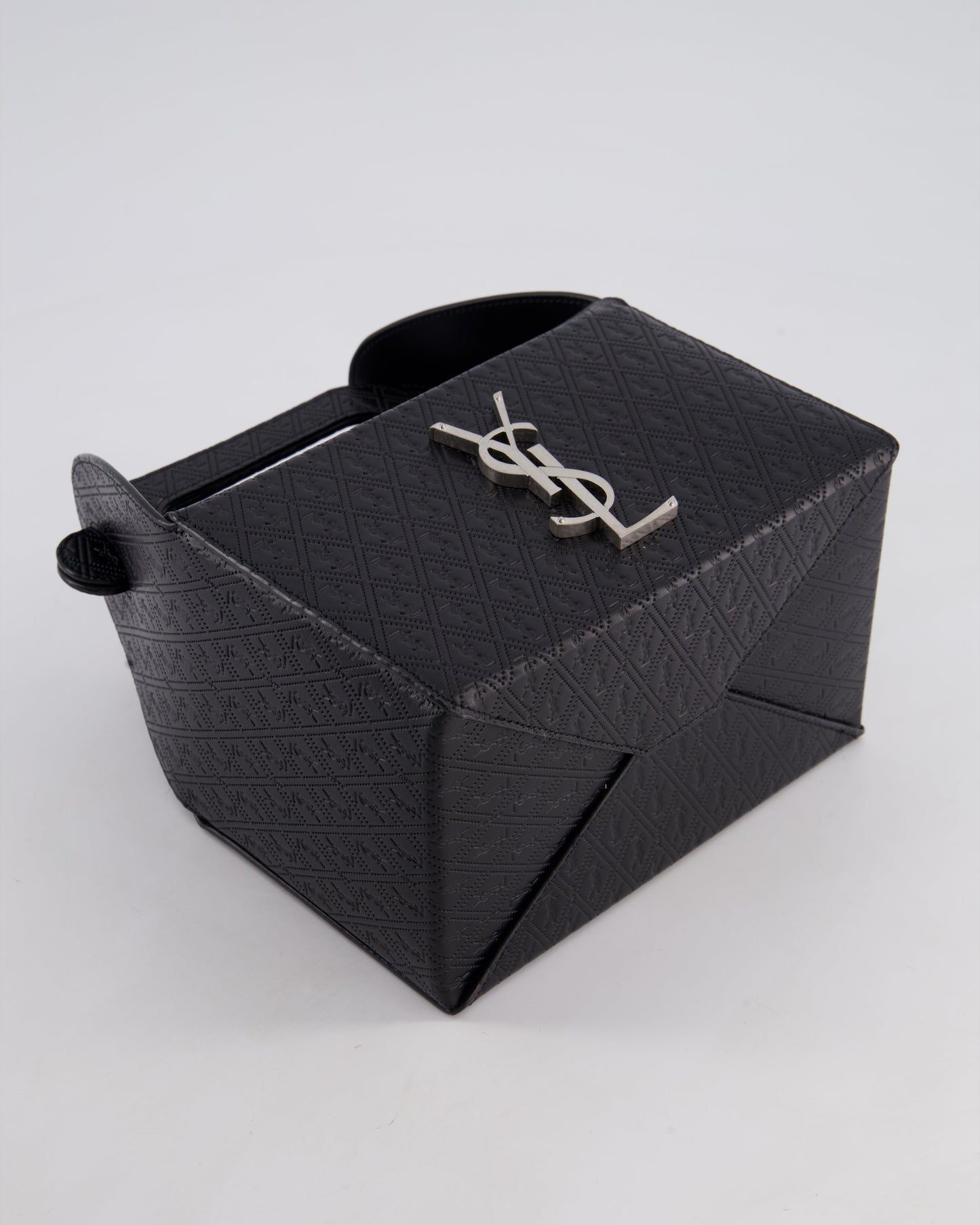 Saint Laurent Black Take-Away Box Bag in Calfskin Leather with Silver Hardware RRP £1,350