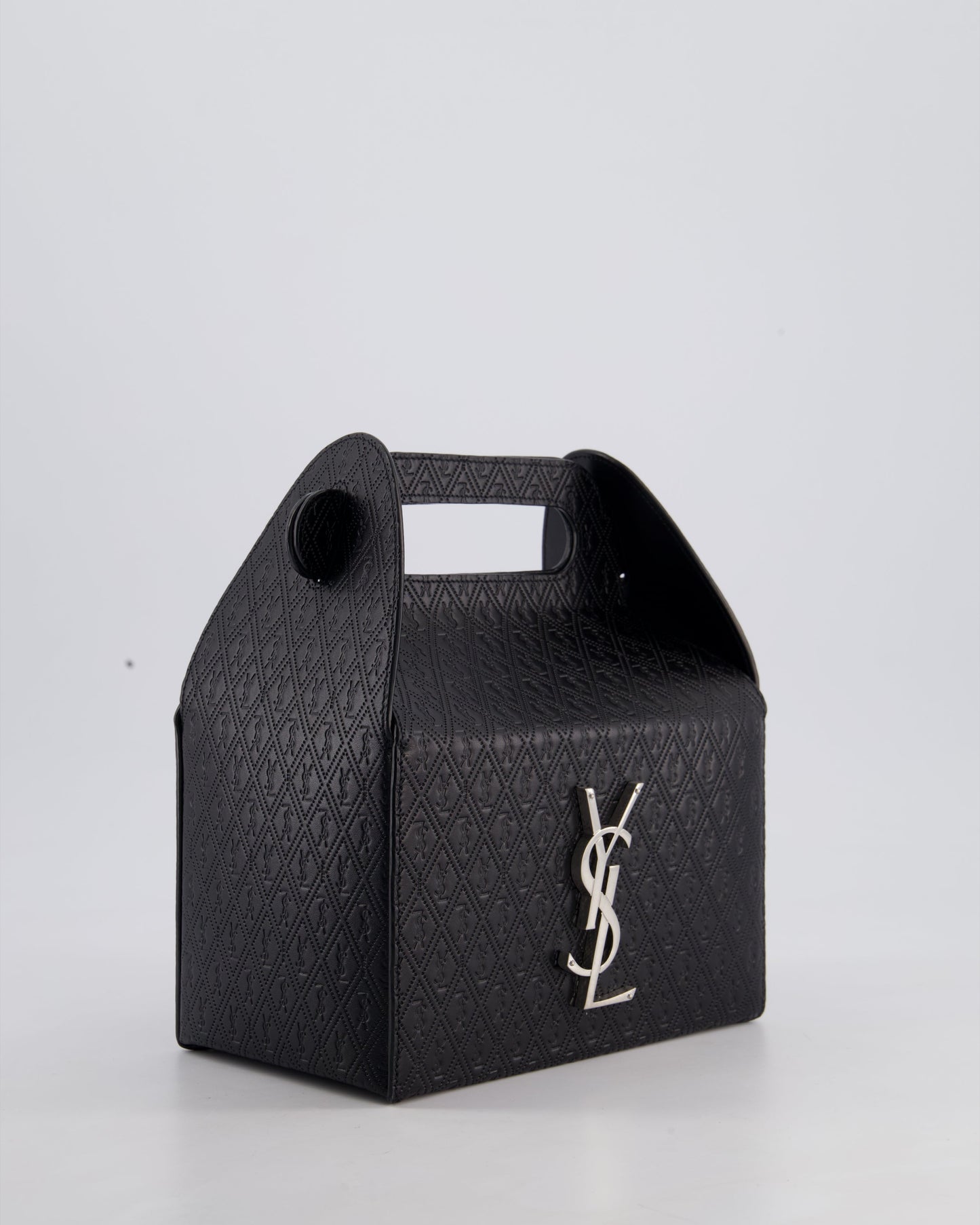 Saint Laurent Black Take-Away Box Bag in Calfskin Leather with Silver Hardware RRP £1,350
