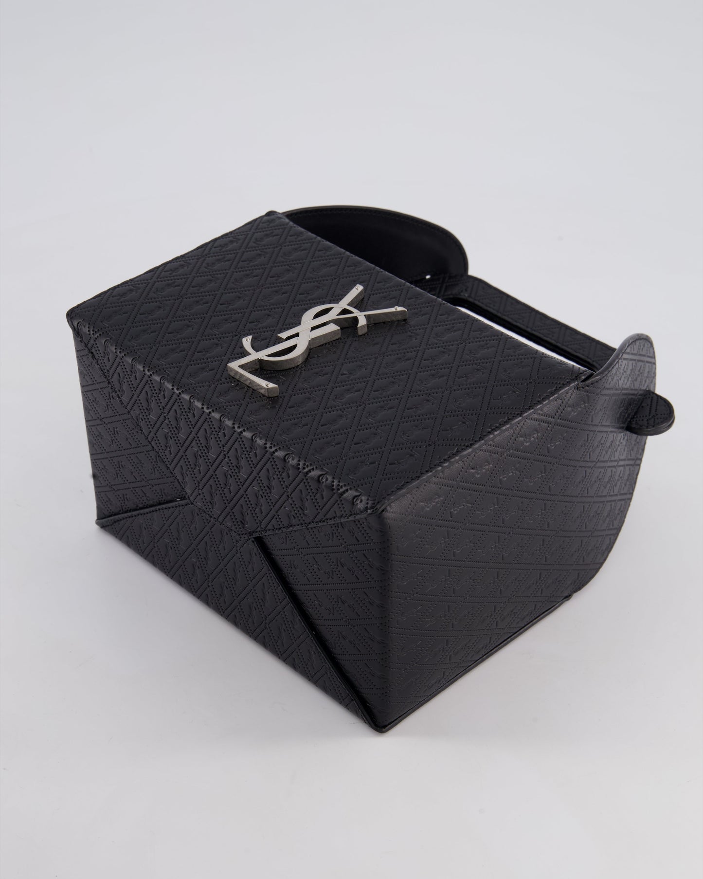 Saint Laurent Black Take-Away Box Bag in Calfskin Leather with Silver Hardware RRP £1,350