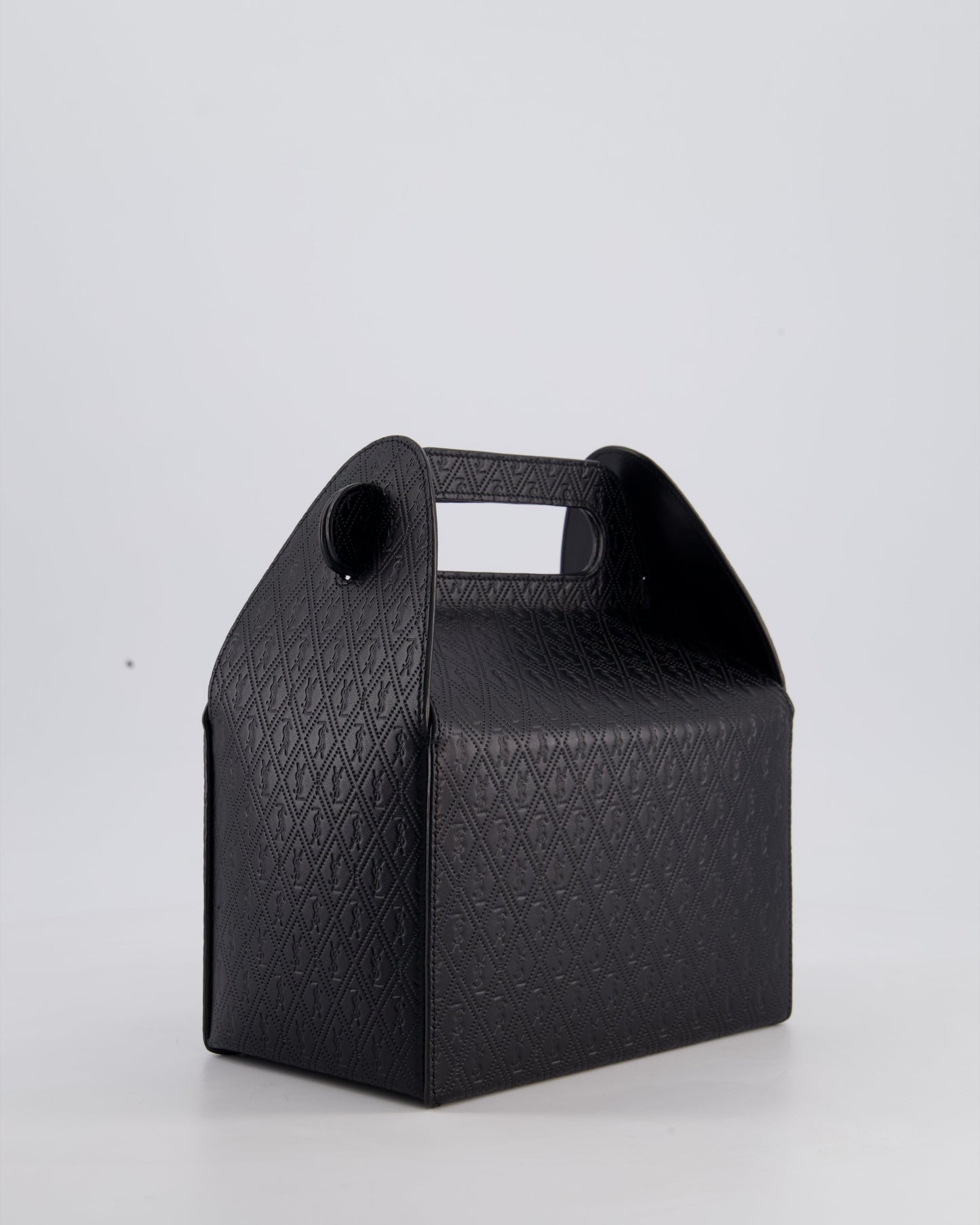 Saint Laurent Black Take-Away Box Bag in Calfskin Leather with Silver Hardware RRP £1,350