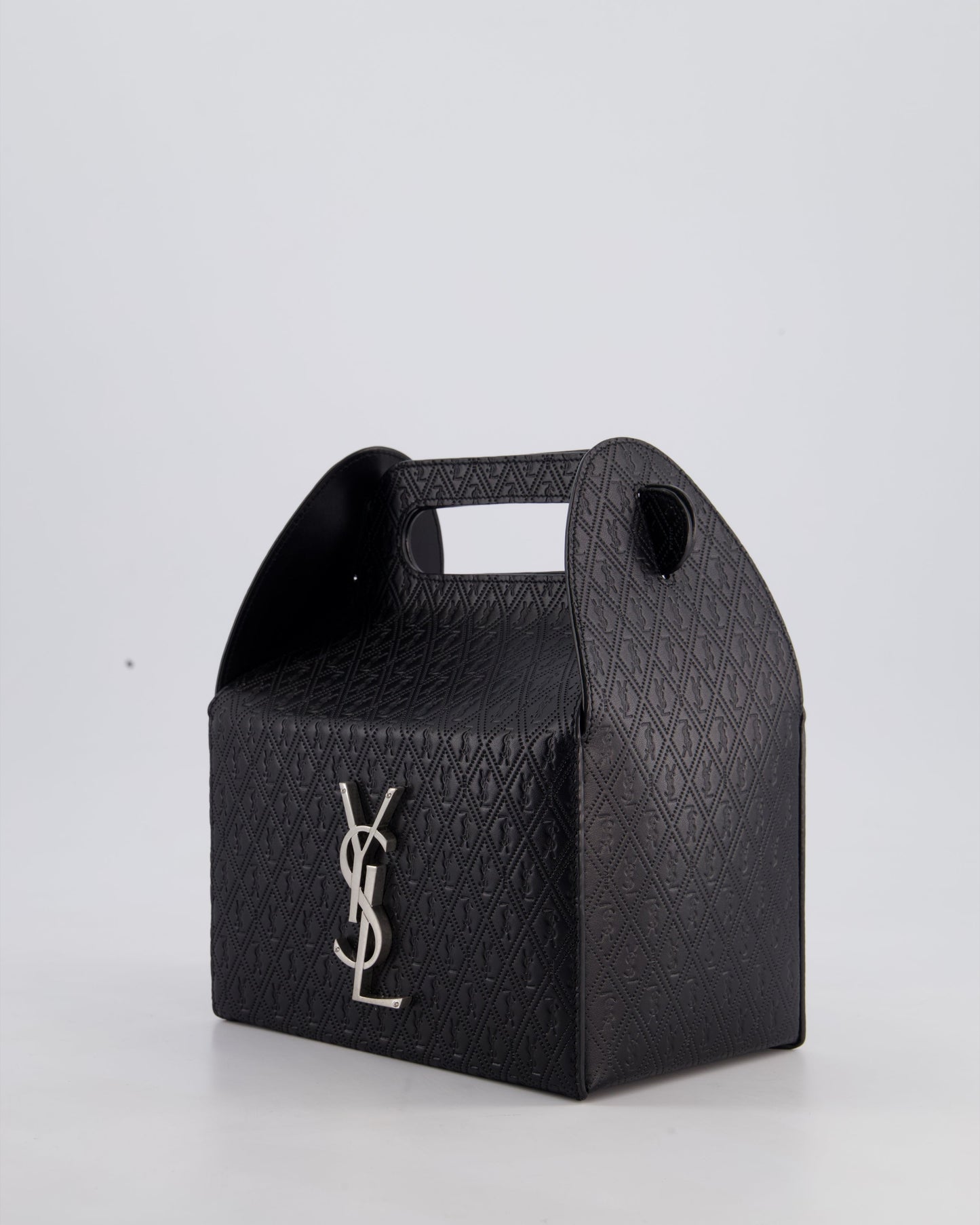 Saint Laurent Black Take-Away Box Bag in Calfskin Leather with Silver Hardware RRP £1,350