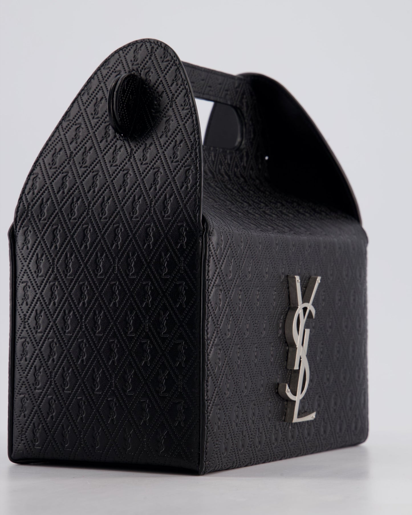 Saint Laurent Black Take-Away Box Bag in Calfskin Leather with Silver Hardware RRP £1,350