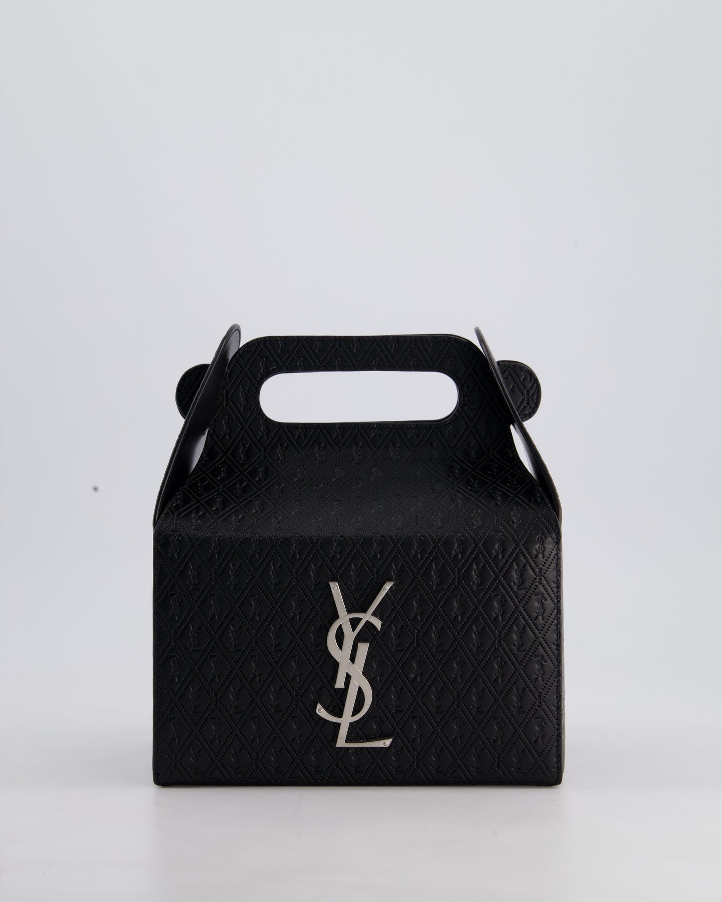 Saint Laurent Black Take-Away Box Bag in Calfskin Leather with Silver Hardware RRP £1,350