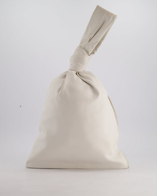 Bottega Veneta Large White Calfskin Leather Knot Clutch Bag