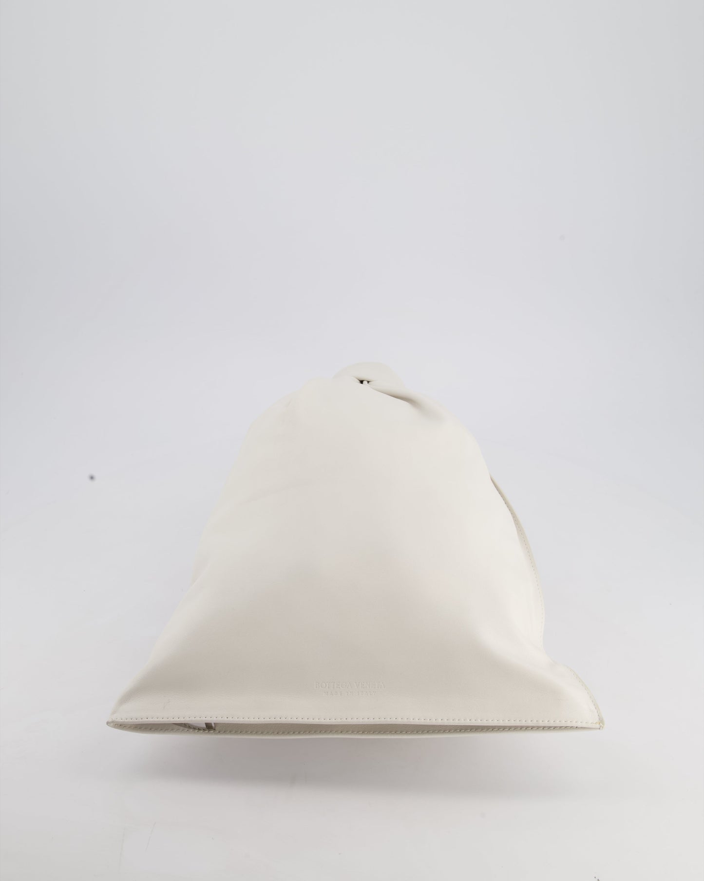 Bottega Veneta Large White Calfskin Leather Knot Clutch Bag