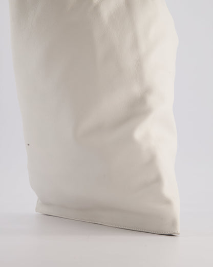 Bottega Veneta Large White Calfskin Leather Knot Clutch Bag