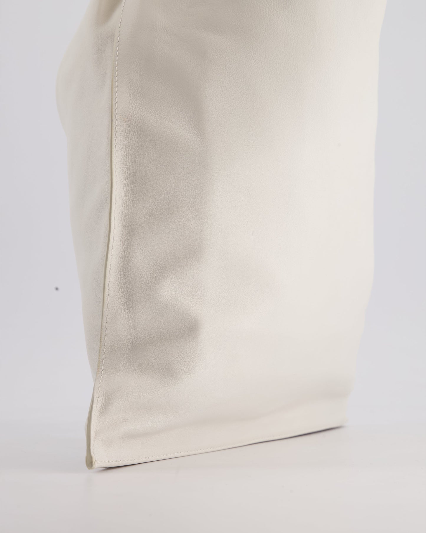 Bottega Veneta Large White Calfskin Leather Knot Clutch Bag