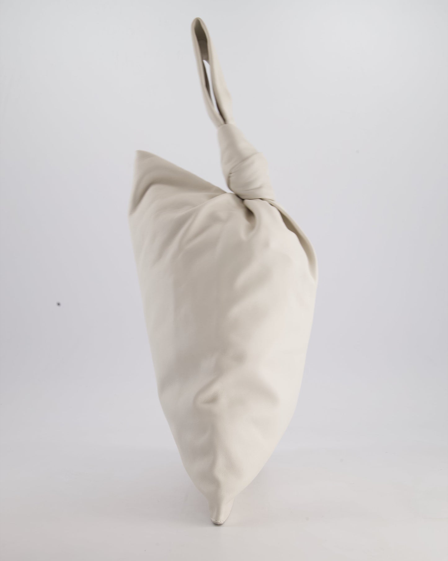 Bottega Veneta Large White Calfskin Leather Knot Clutch Bag