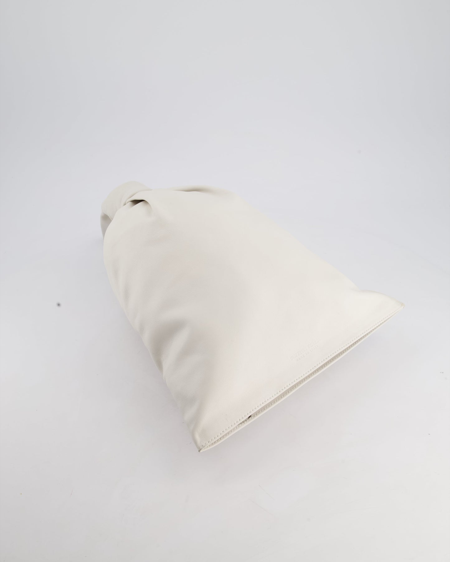 Bottega Veneta Large White Calfskin Leather Knot Clutch Bag