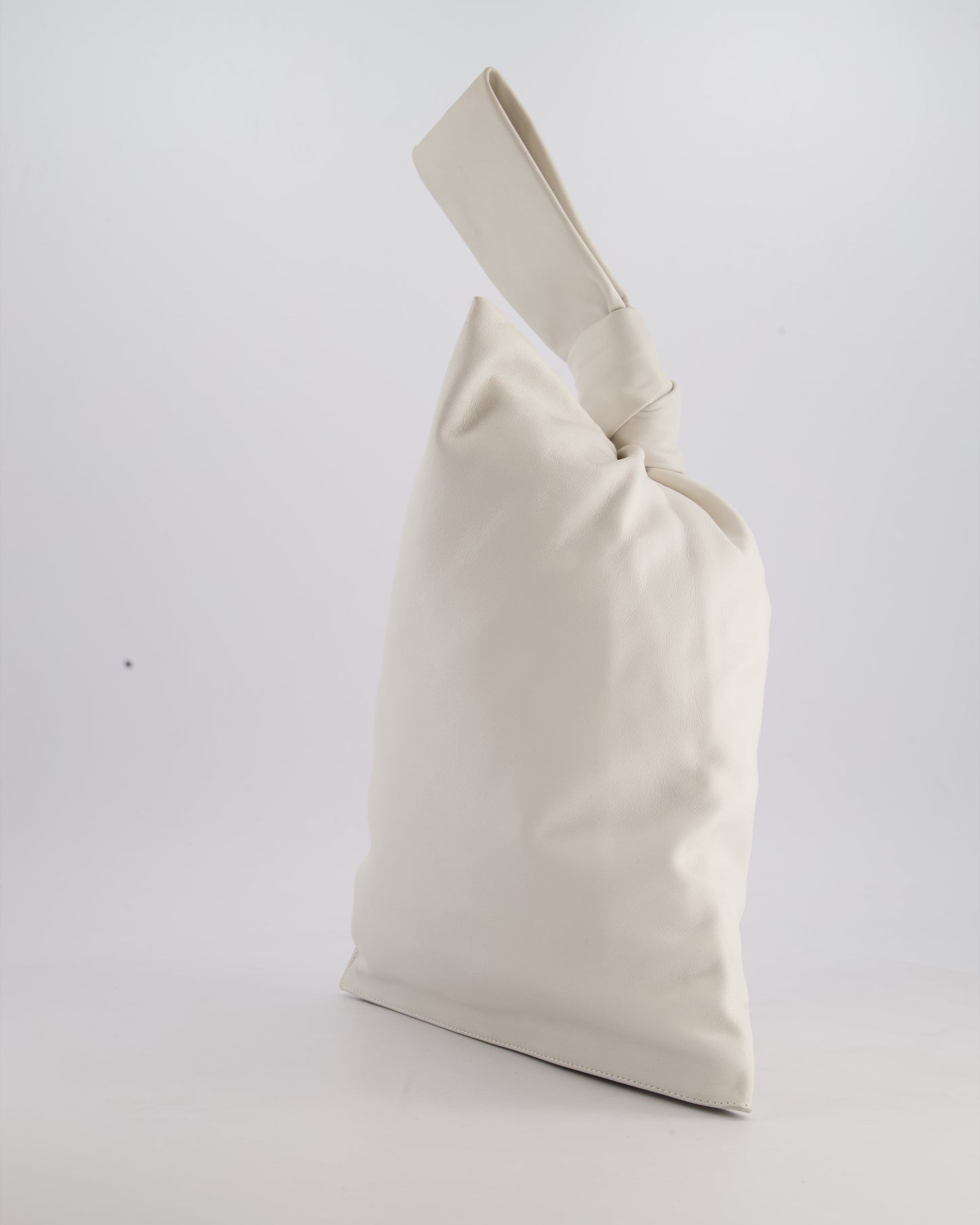 Bottega Veneta Large White Calfskin Leather Knot Clutch Bag