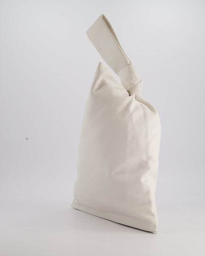 Bottega Veneta Large White Calfskin Leather Knot Clutch Bag