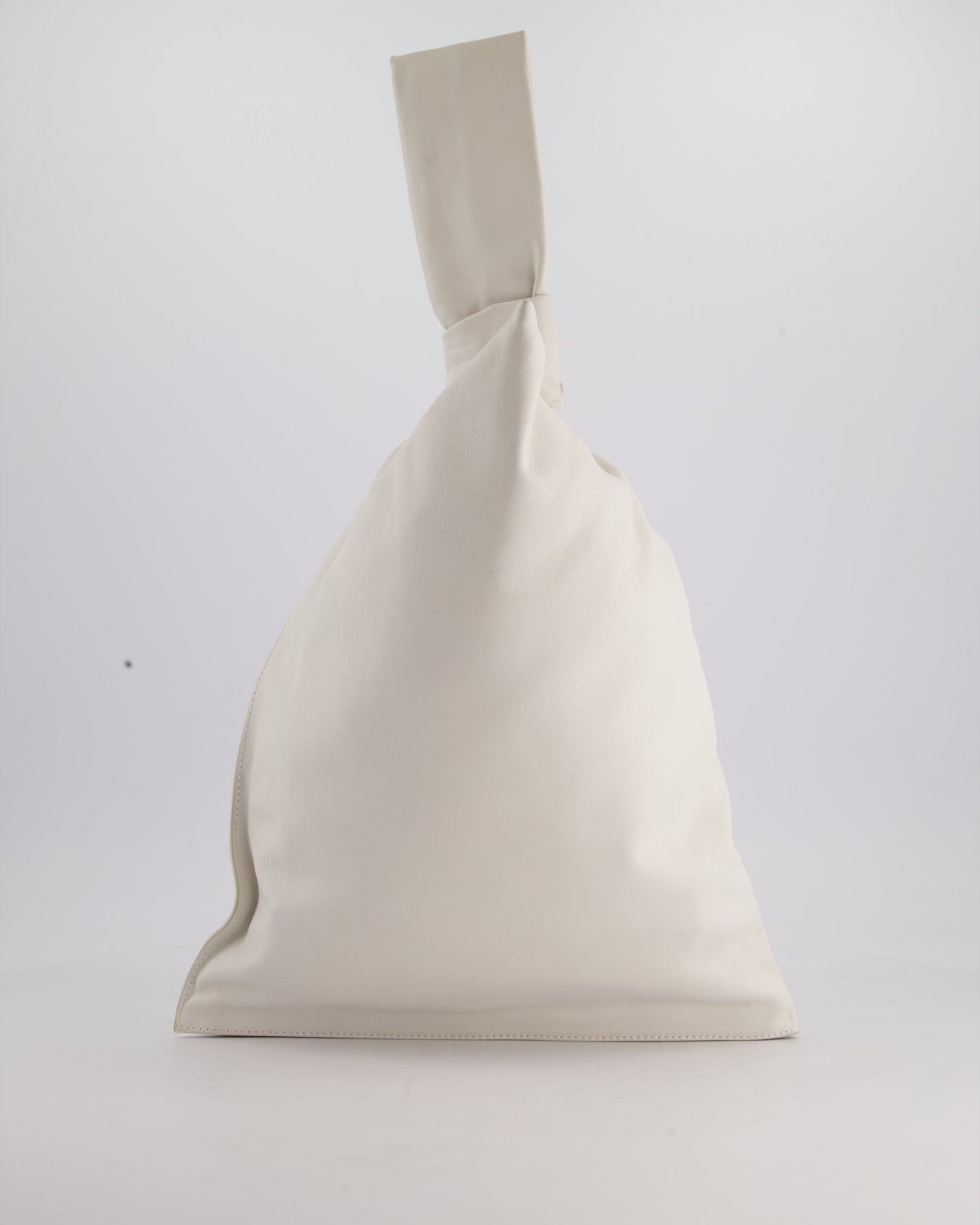 Bottega Veneta Large White Calfskin Leather Knot Clutch Bag