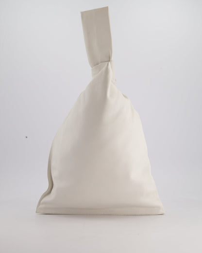 Bottega Veneta Large White Calfskin Leather Knot Clutch Bag