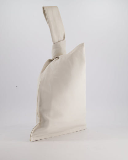 Bottega Veneta Large White Calfskin Leather Knot Clutch Bag
