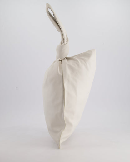 Bottega Veneta Large White Calfskin Leather Knot Clutch Bag