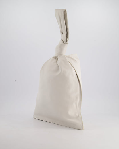 Bottega Veneta Large White Calfskin Leather Knot Clutch Bag